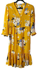Old Navy Dress Size XS Yellow Floral Ruffle Midi Dress Read