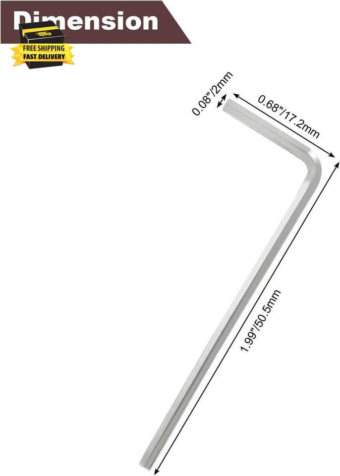 20 Pcs 2Mm/3/32 Inch Allen Wrench, L Shaped Hex Key Wrench, Heavy Duty Steel Hex - Image 2 of 4