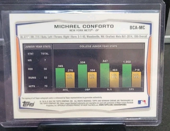 Michael Conforto 1-й лучник хромированный с автографом - Изображение 2 из 2