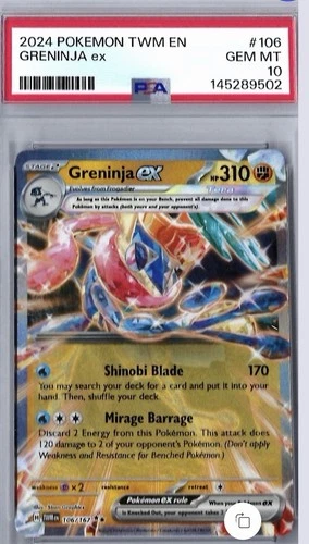 2024 Pokemon Greninja ex 106/167 Sv06: Twilight Masquerade Holo PSA 10