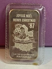 1987 National  Voyeux Noel Merry Christmas  1 oz .999 Silver Bar Canada NICE!