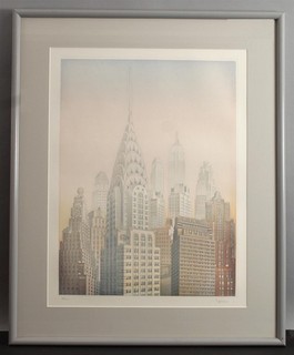 PHILIPPE LEJEUNE New York City Skyscrapers Art Deco CHRYSLER BUILDING Etching NR