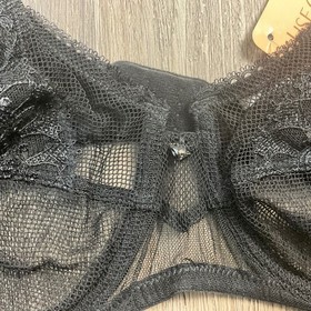 NWT Lise Charmel Ecrin Glamour Lace Mesh Black Bra 38C Swarovski Crystal France