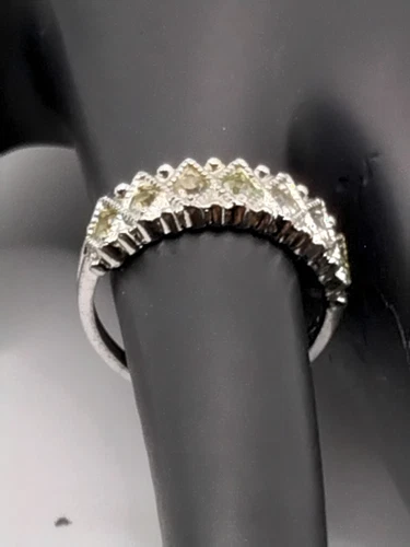 Rare Antique Silver, Clark & Combs Clear Rhinestone Ring ((Missing One Stone))