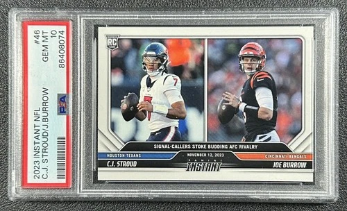 C.J. STROUD JOE BURROW PSA 10 2023 PANINI INSTANT NFL #46 ROOKIE /749 RC 8074