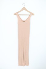 ENZA COSTA Silk Rib Tank Midi Dress Peach Beige S 165 E1 315