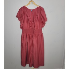 Old Navy Dress Size 2X Midi Prairie Boho Cottagecore V Neck Waist Defining