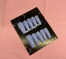 Long coffin Press on nails solid color handmade