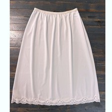 Vinatge Slip Skirt Stretchy Satin Silky like Lace Trim SMALL