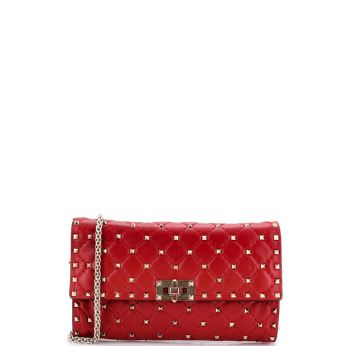 Valentino Garavani Rockstud Spike Wallet on Chain Quilted Leather Small