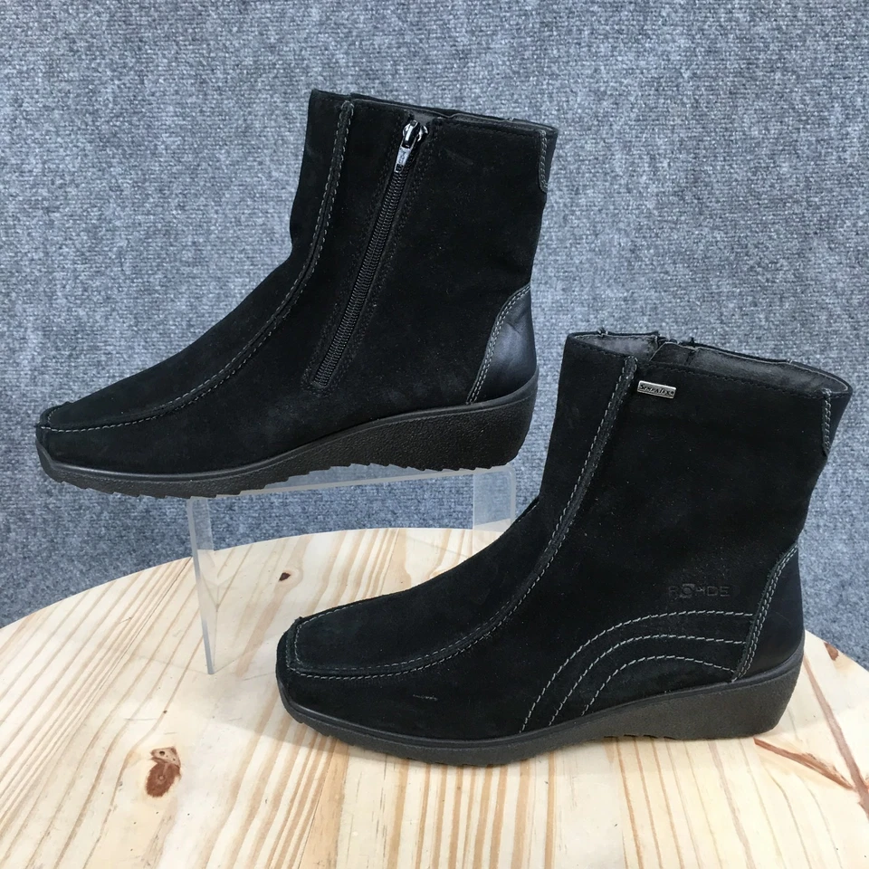 Rohde ботильоны женщин 7 черный SympaTex квадратный носок молнии на танкетке повседневный замши - Изображение 2 из 4