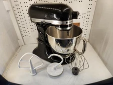 KitchenAid Artisan Black Standalone Mixer With 3 Attachments & Metal Bowl As-Is