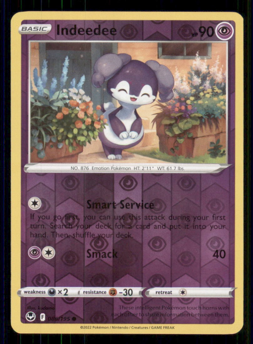 Indeedee SWSH12: Silver Tempest #086/195 Common Reverse Holo Pokemon LP