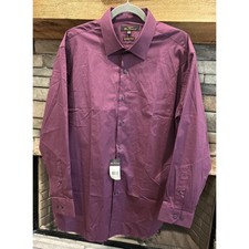 Men  s BEN SHERMAN Burgundy Stretch Long Sleeve Button Up Shirt 17 32-33 NWT A1