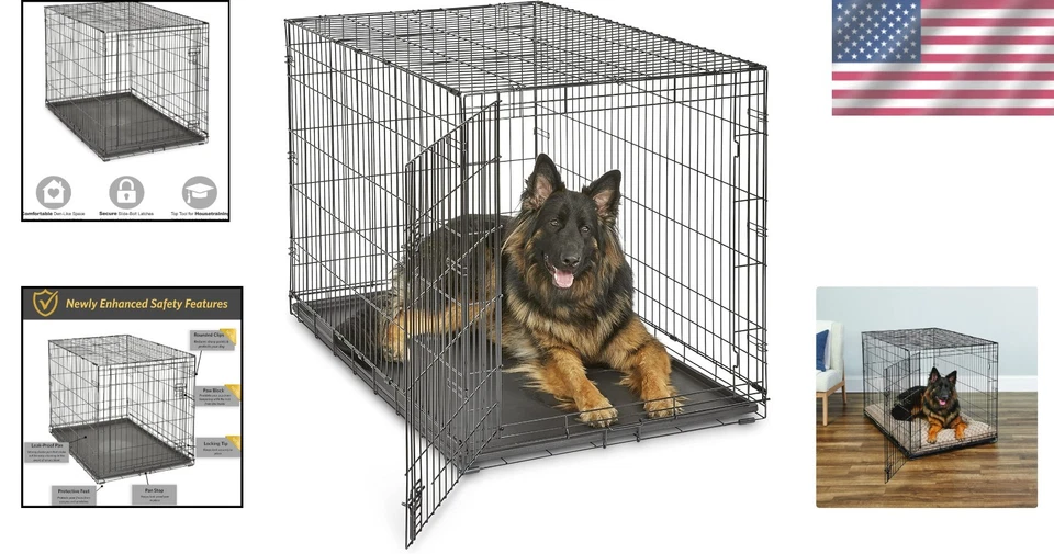 Secure Single Door 48-Inch Dog Crate for Large Breeds - Image 2 of 4