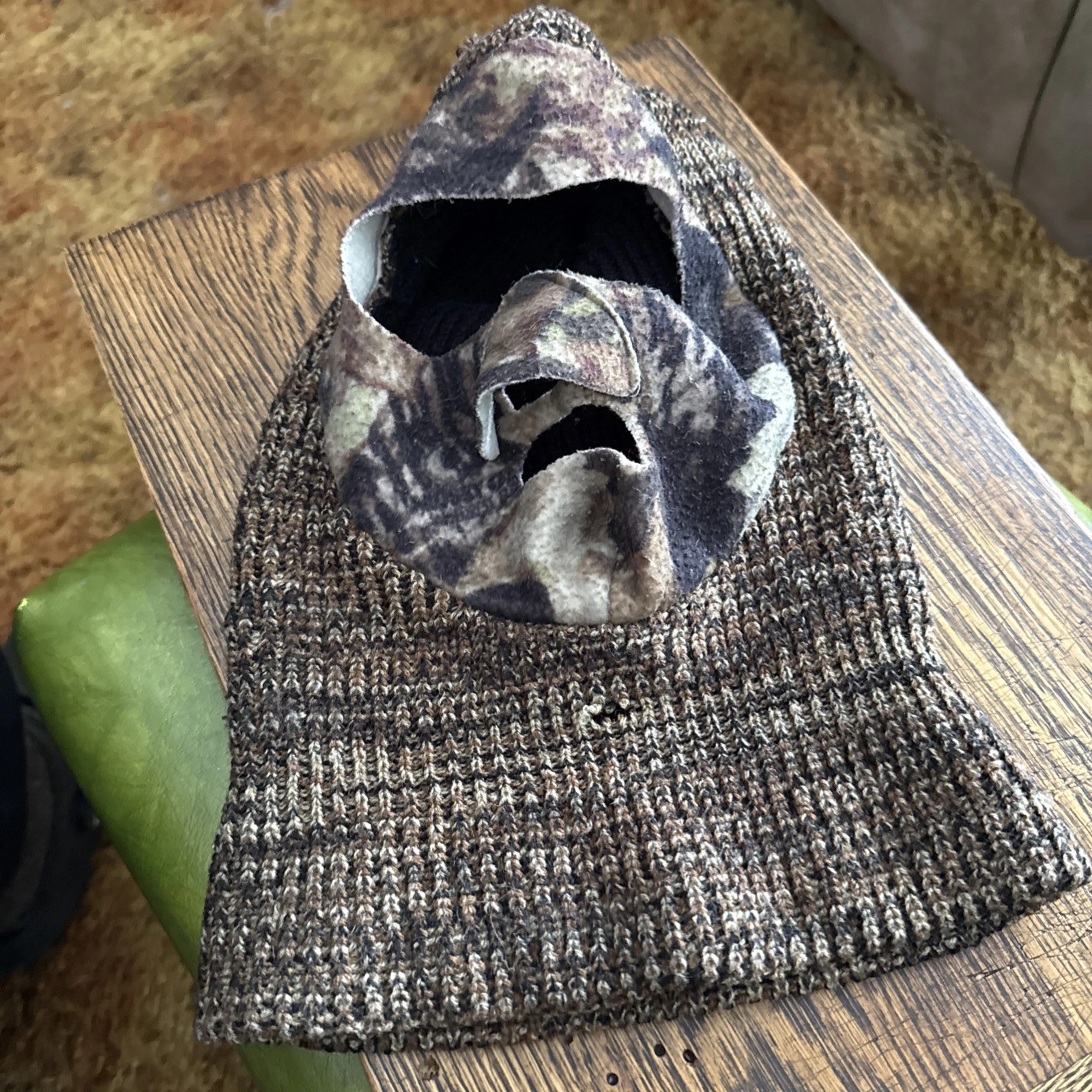 Knit Balaclava Ski Mask Camouflage Face Mask Hunter Winter Beanie Headwear Vtg