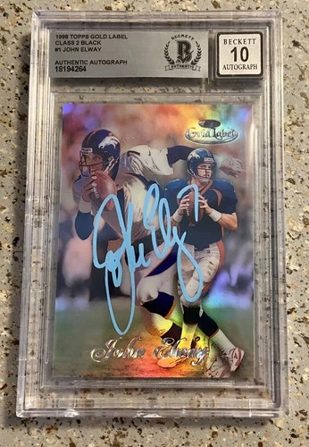 John Elway GEM MINT 10 AUTO SIGNED 1998 Topps Gold BLACK Label Class 2- BGS COA