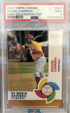 2009 TOPPS CHROME WBC GOLD REFRACTOR #W21 MIGUEL CABRERA 12/50 PSA 9 (POP IS 4)