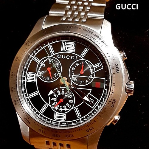 Gucci G-Timeless Chronograph MenS Watch 126.2 Stainless Steel Date Quartz