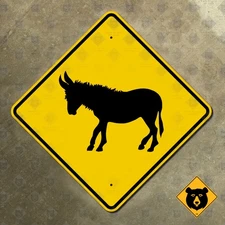 Nevada burro crossing warning highway road sign donkey mule Beatty 12x12