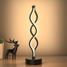 NU R Infinity Spiral LED Table Lamp Black, Dimmable Metallic Bedside Lamp w