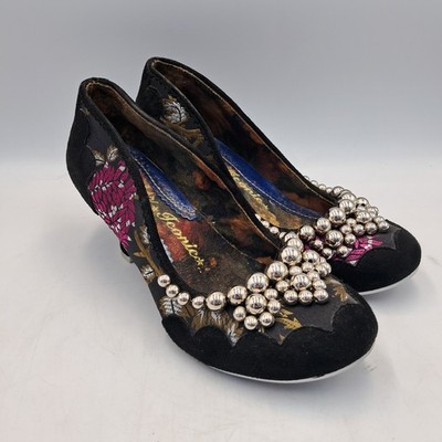Irregular Choice Schuhe Black Pearly Größe 38 Schwarz Blumen Court