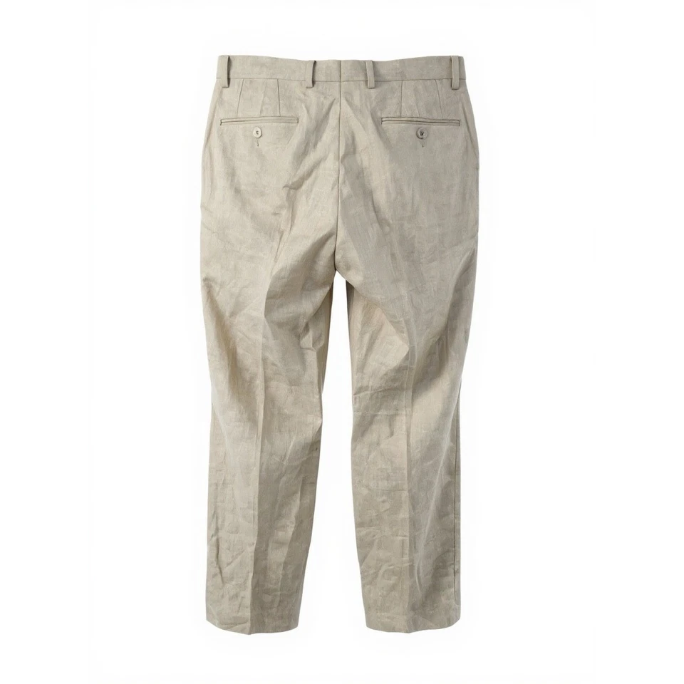 Pantalones de vestir Lauren Ralph Lauren para hombre beige lino calce clásico frente plano 32x30 Foto 3 de 4