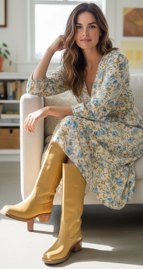 Yellow Knee High Boots for Women for sale | eBay
