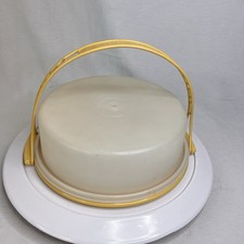 Vtg Tupperware Cake Pie Holder Taker Keeper Carrier 719 720 624 Harvest Gold
