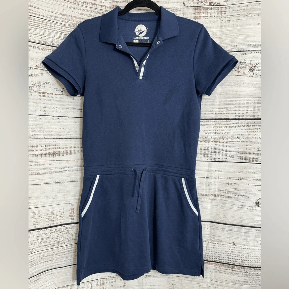 Vestido de Golf Marie Birdie Junior Niña Talla Grande 16 Y Polo Pima Algodón Azul Marino Foto 2 de 4