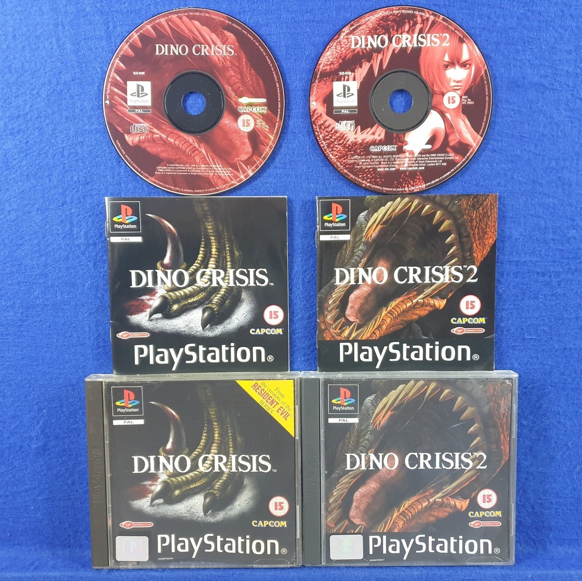 ps1 Dino Crisis x2 Games 1+2 Survival Horror Boxed Complete Capcom PAL  ps2 ps3