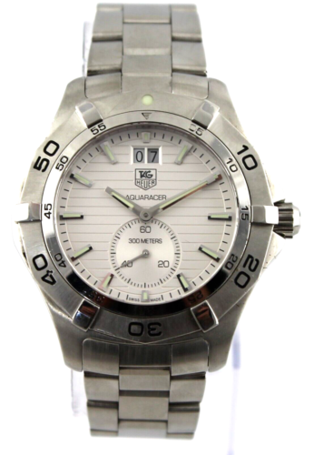 Reloj de cuarzo suizo para hombre Tag Heuer AQUARACER WAF1015.BA0822 grande fecha plateado - Imagen 4 de 10