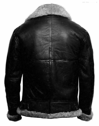 Para Hombre RAF Aviador Chaqueta de Cuero Real Abrigo Bombardero B3 Piel de Oveja Piloto Volador Nf6 - Imagen 6 de 6