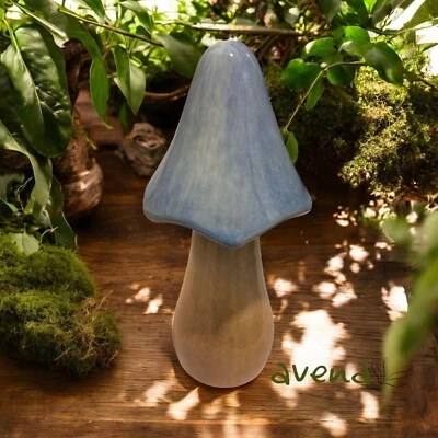 JOE DAVIES Mushroom Blue Top Large Glazed Ceramic Gift Indoors or Garden Patio or Balcony
