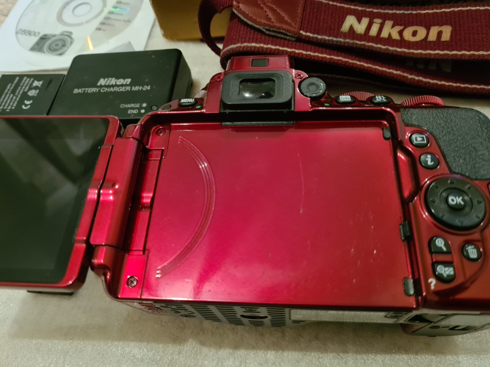 Nikon D5500 24MP Digital SLR DSLR Camera Red w 1855mm VR II Lens