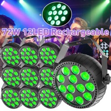 10PCS Rechargeable Par Lights 72W RGB Battery Powered Wireless 12LED Par Lights