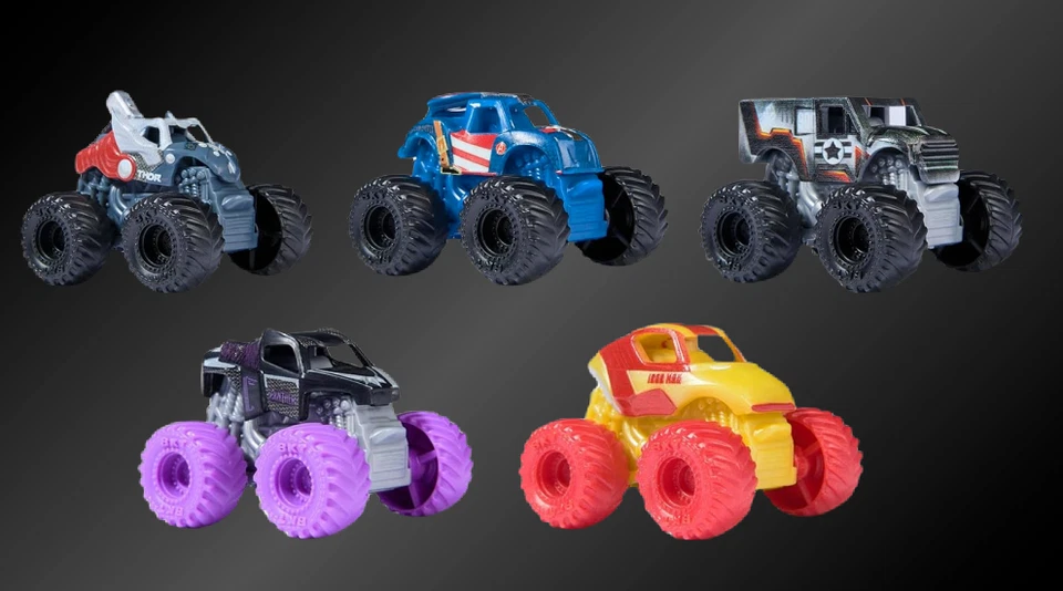 Monster Jam Marvel Mini Jams Venom Thor Soldado de Invierno Capitán América Guerra 1:87 Foto 3 de 4