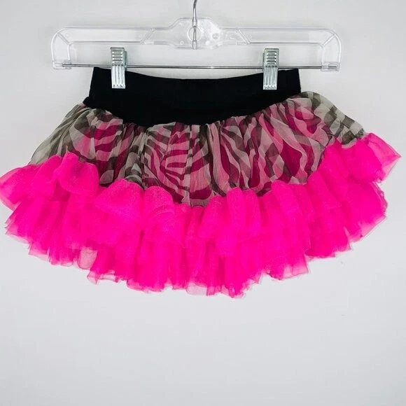 Falda Jona Michelle Niñas Rosa Negra Volantes En Niveles Tutú Falda XS 2T 3T 4T XS Foto 3 de 4