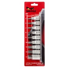Teng Tools 1/2 Drive Hex Allen Key Bit Socket Set 5mm - 17mm With Socket Rail