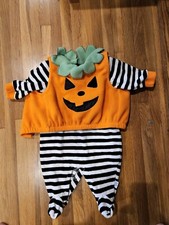 First Moments Little Pumpkin Sz 3-6 Months Boys Girls Halloween Striped Costume