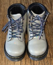 Dr. Martens 1460 T Combat Lace-Up Boots Gray Glitter Rainbow Kids Toddler Size 7
