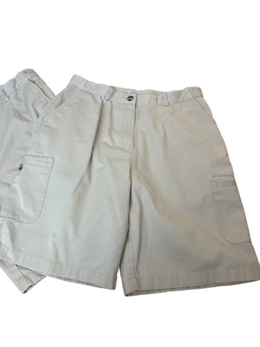 L.L. Bean Boys Youth Beige Original Fit Cargo Shorts 2 Pair 100% Cotton Size 12 - Picture 2 of 8