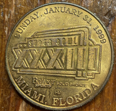 1999 Super Bowl XXXIII MIAMI FL SOLID BRONZE FLIP COIN- Limited