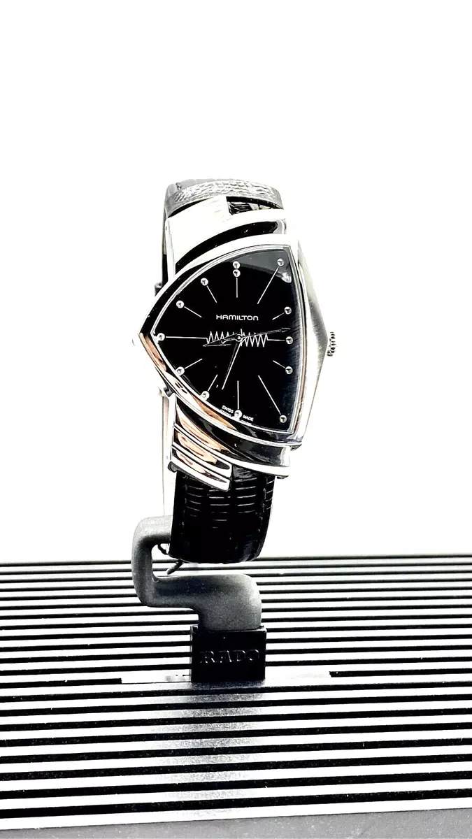 Hamilton Ventura Quartz Black Dial Leather Men's Watch