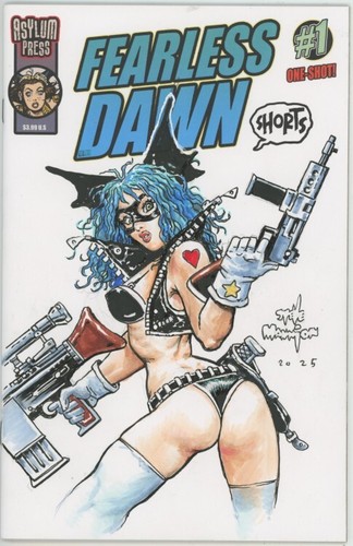 Fearless Dawn "SHORTS" ink ART SKETCH on cover Steve Mannion orig art DIRECT!