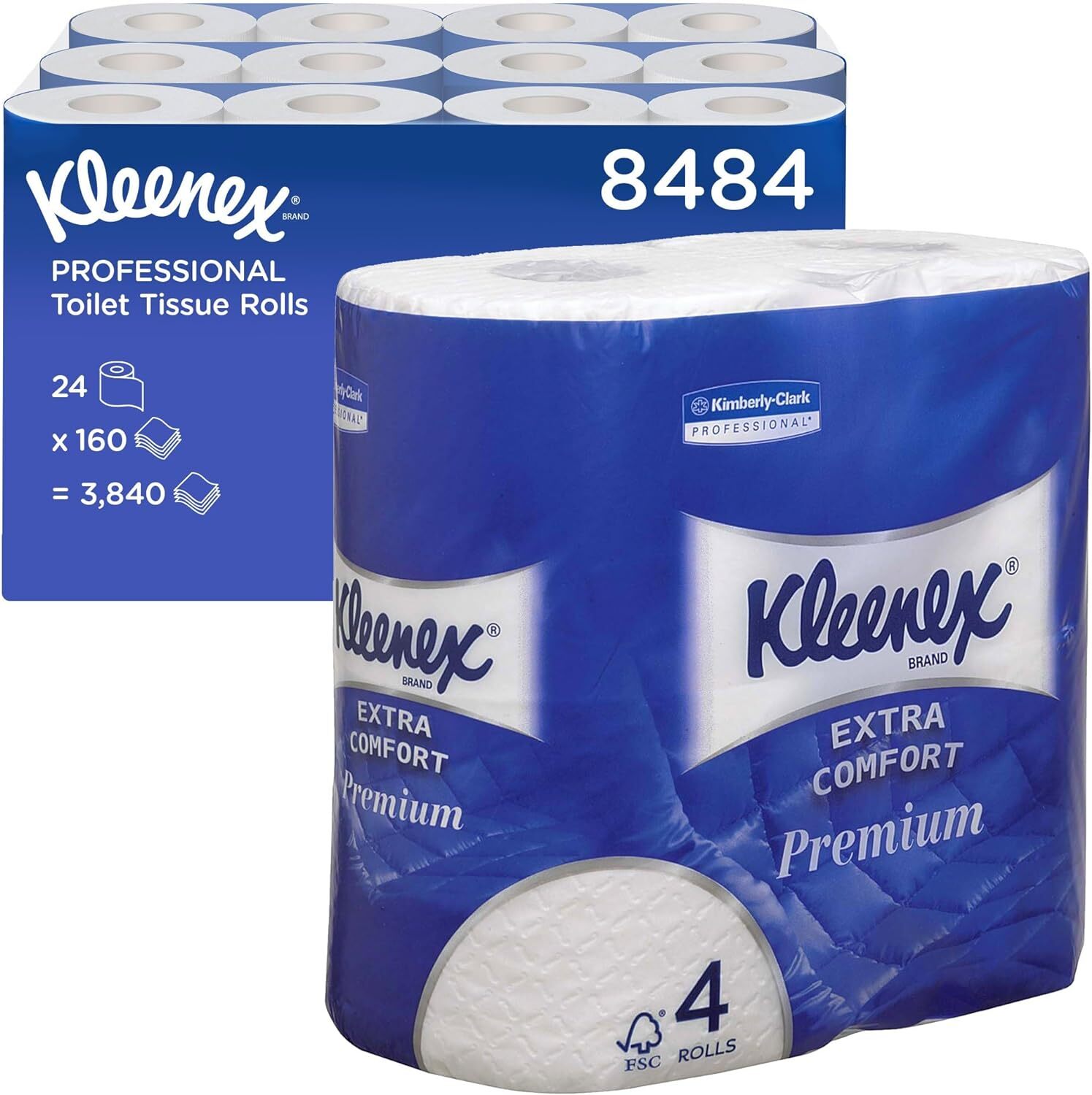 Kleenex Extra Confort Carta igienica 8484, 4 veli, morbidezza ottima, 24...