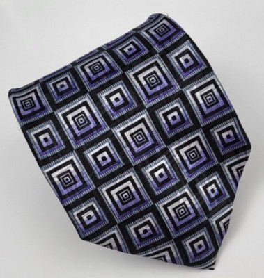 Carlos de Venezia Silk Tie Black Purple Gray Geometric Men Necktie 59 x 3.75