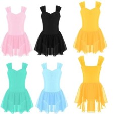 Kids Girls Leotards Fairy Dancewear Modern Dresses Dancing Dress Competition
