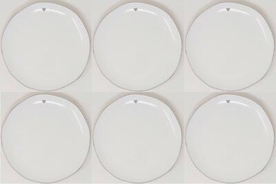 6er Set Kuchenteller HEART weiß mit grauem Herz D. 19cm Bastion Collections