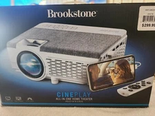 Brookstone Cineplay All-In-One Home Theater 2-1 Projector & Screen Kit - Display